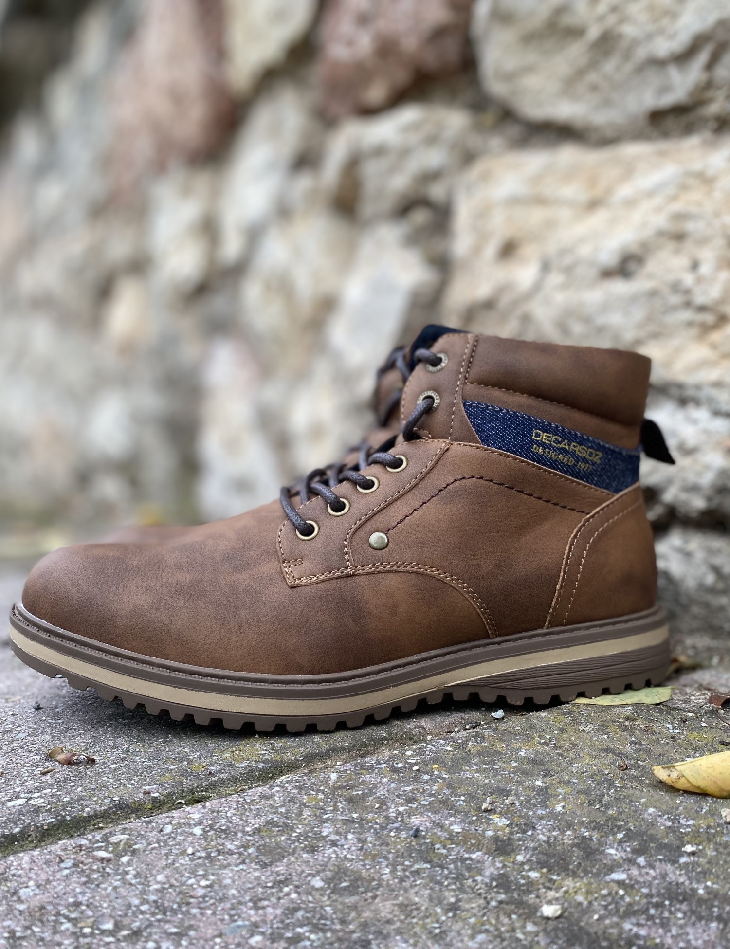 Ανδρικά καφέ αρβυλάκια από δερματίνη με κορδόνια Y173 φωτογραφία